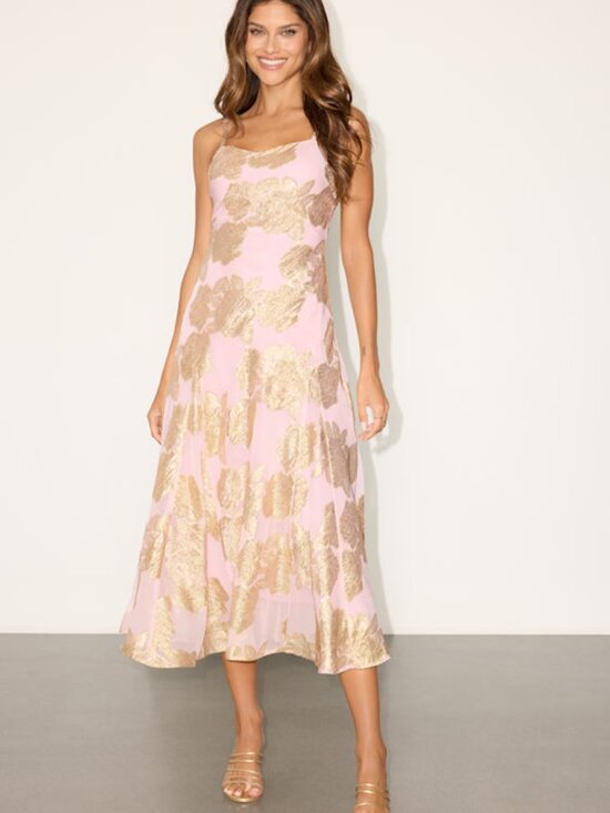 Lulus Dresses & Skirts - Lulus Tabatha Light Pink Floral Jacquard Midi Dress - Size XS